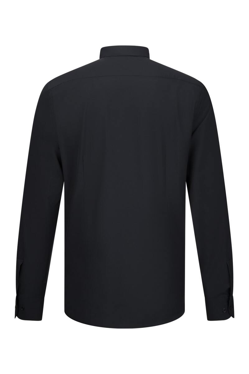 Siyah Comfort Fit Slim Yaka Uzun Kollu Gömlek - Saykı (1)