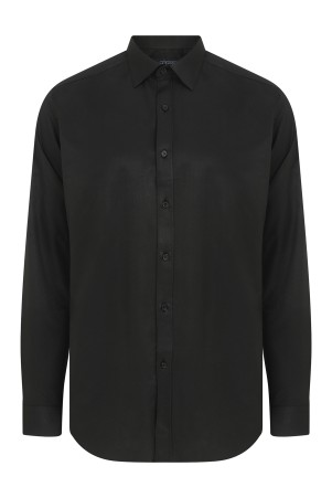 Siyah Baskılı Klasik Gömlek - Thumbnail