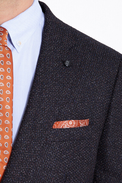 Siyah Desenli Slim Fit Ceket - Thumbnail