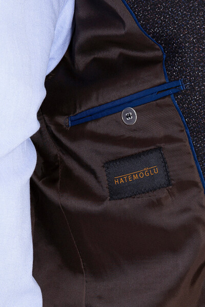 Siyah Desenli Slim Fit Ceket - Thumbnail