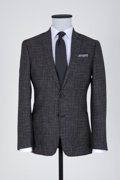 Siyah Desenli Slim Fit Spor Ceket - 6