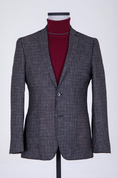 Siyah Desenli Slim Fit Spor Ceket - 7