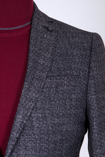 Siyah Desenli Slim Fit Spor Ceket - 8