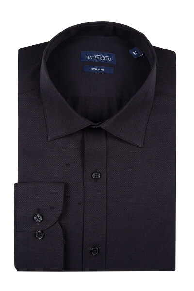 Siyah Desenli Regular Gömlek - 1