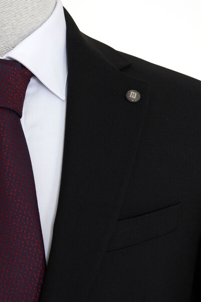 Siyah Slim Fit Desenli Blazer Ceket - 3