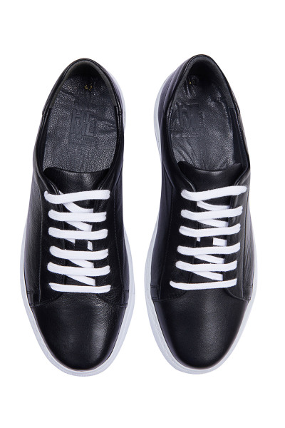 Siyah Deri Sneaker - 6