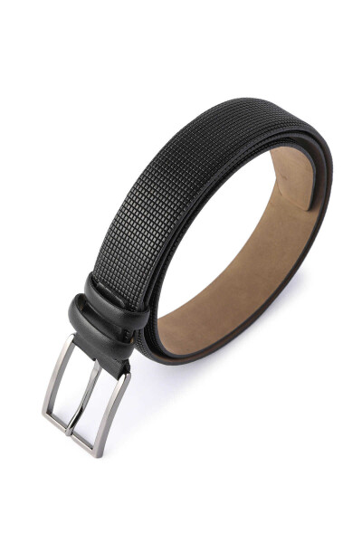 Siyah Desenli 100% Deri Klasik Analin Kemer - 2