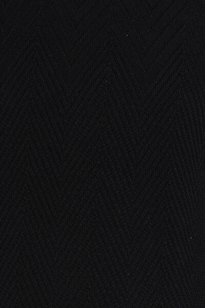 Siyah Regular Fit Desenli Pamuklu Bisiklet Yaka Triko Kazak - 5