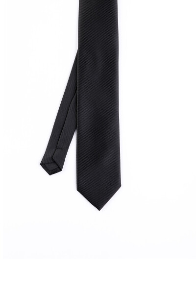 Siyah Desenli Klasik Micro Kravat - 6