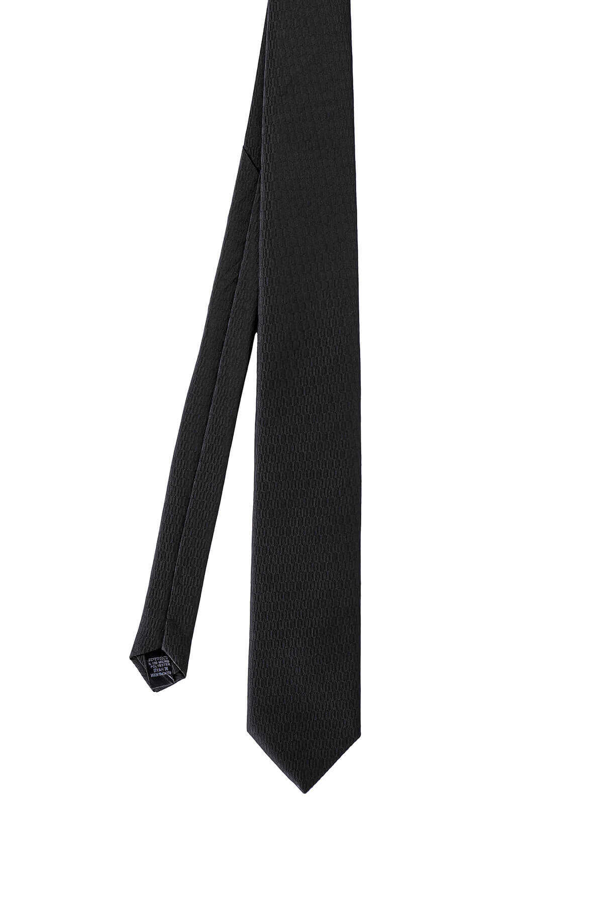 Siyah Desenli Klasik Micro Kravat - 3