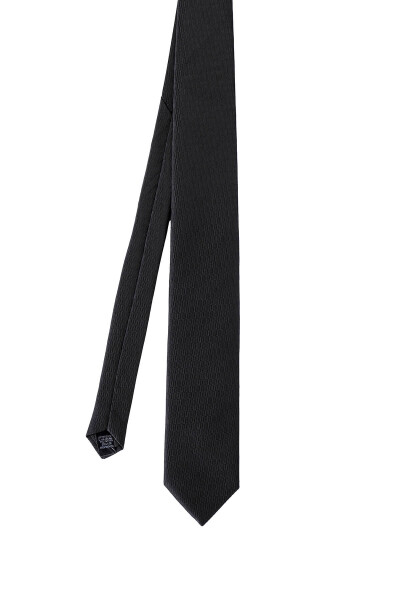 Siyah Desenli Klasik Micro Kravat - 4