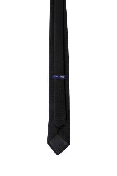 Siyah Desenli Klasik Micro Kravat - 5