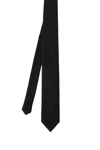 Siyah Desenli Klasik Micro Kravat - 3