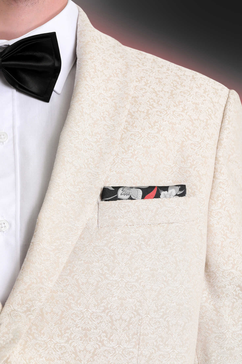 Siyah Desenli Klasik Saten Cep Mendili - Hatem Saykı (1)