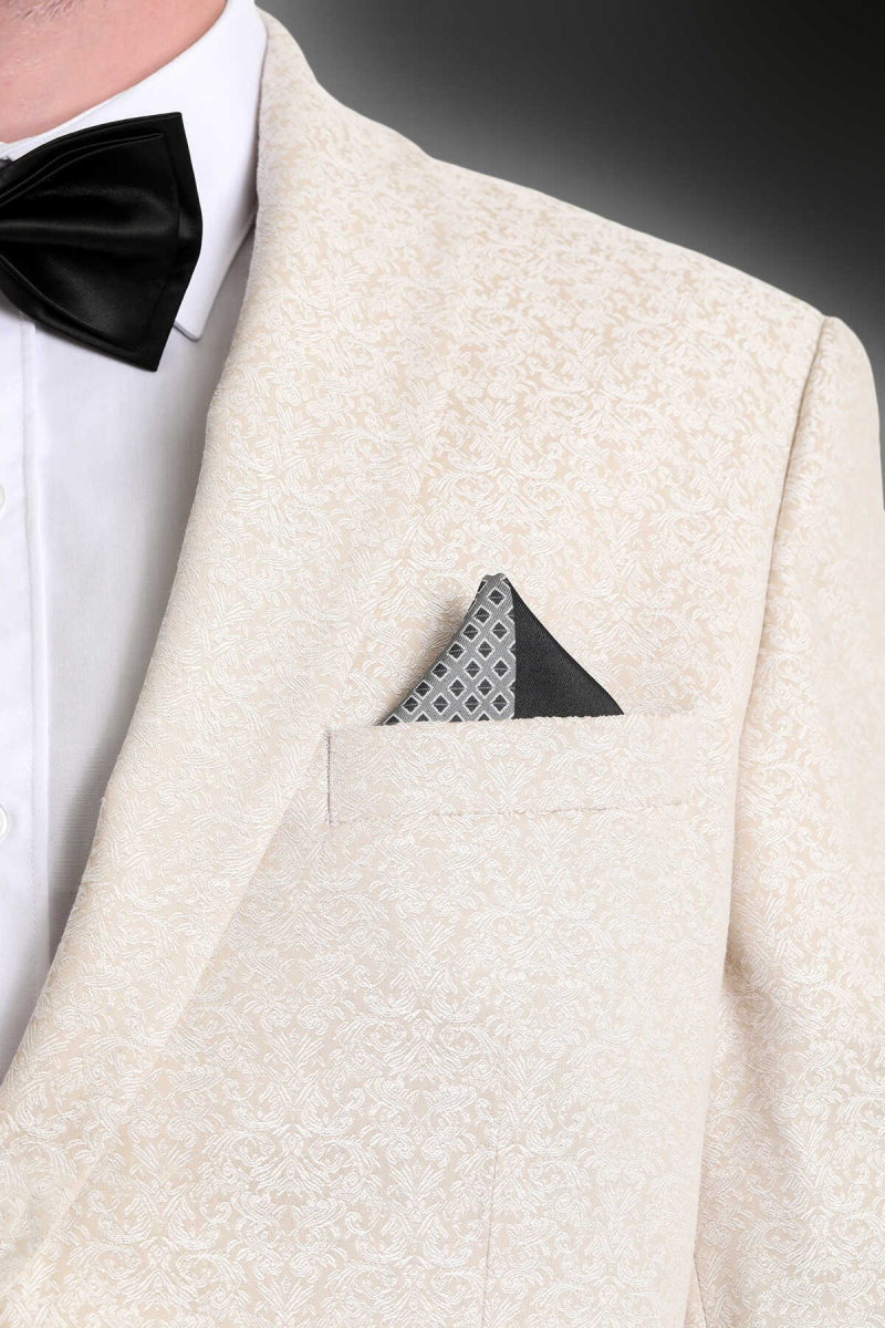 Siyah Desenli Klasik Saten Cep Mendili - Hatem Saykı (1)