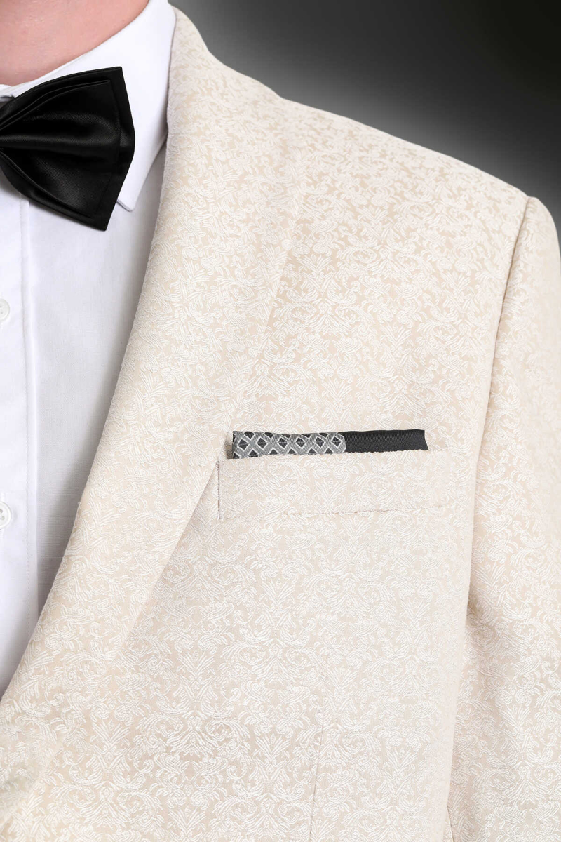 Siyah Desenli Klasik Saten Cep Mendili - Hatem Saykı (1)