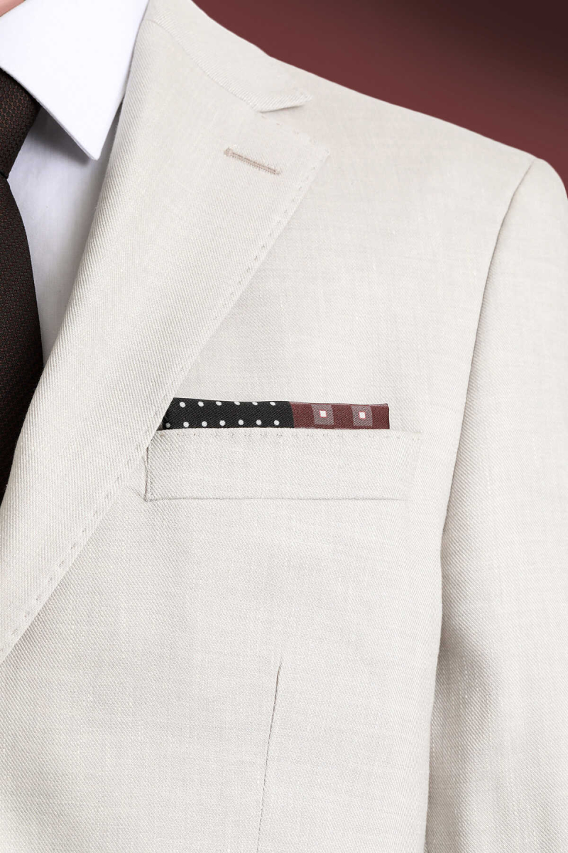 Kahverengi Desenli Klasik Saten Cep Mendili - Hatem Saykı (1)