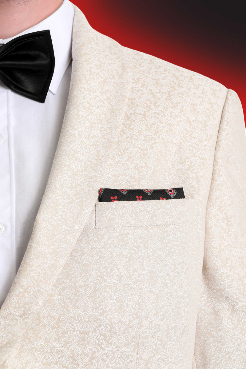 Siyah Desenli Klasik Saten Cep Mendili - Hatem Saykı (1)