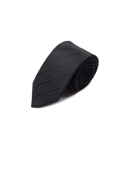 Siyah Desenli Klasik Micro Kravat - 2