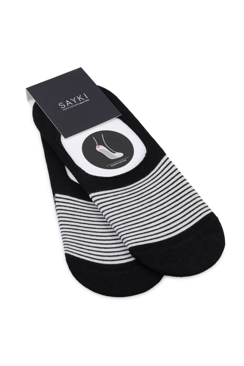Siyah Desenli Pamuklu İkili Babet Çorap - HATEM SAYKI