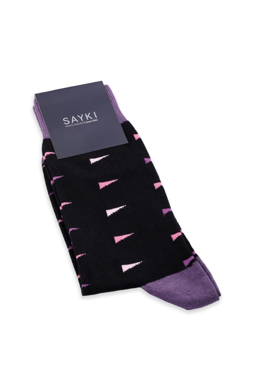 Hatem Saykı - Siyah Desenli Pamuklu Soket Çorap
