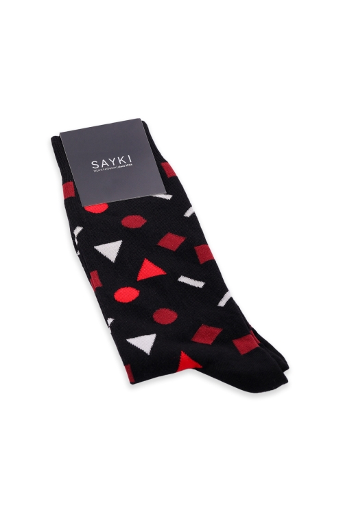 Hatem Saykı - Siyah Desenli Pamuklu Soket Çorap