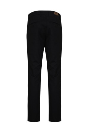 Siyah Regular Fit Desenli Yüksek Bel Kanvas Pantolon - Thumbnail