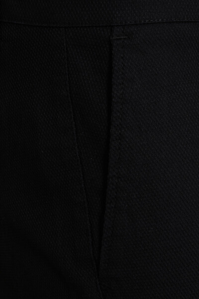 Siyah Regular Fit Desenli Yüksek Bel Kanvas Pantolon - 6
