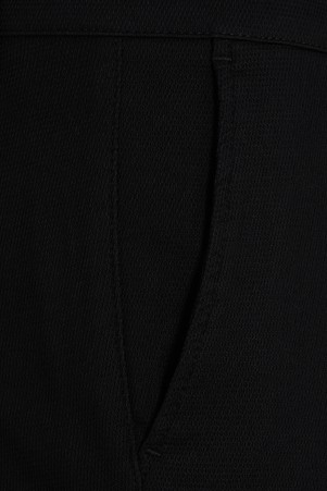 Siyah Regular Fit Desenli Pamuklu Yandan Cep Kanvas Pantolon - Thumbnail