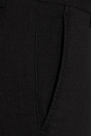Siyah Slim Fit Desenli Pamuklu Yandan Cep Kanvas Pantolon - Thumbnail