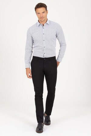 Siyah Slim Fit Yandan Cep Pantolon - Thumbnail