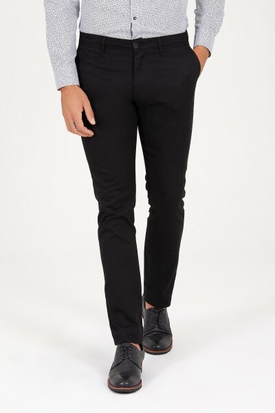 Siyah Slim Fit Yandan Cep Pantolon - 1
