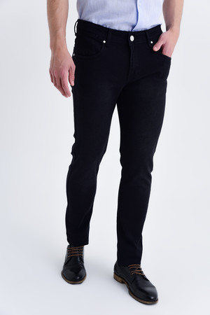 Siyah Desenli Slim Fit Pantolon - Thumbnail
