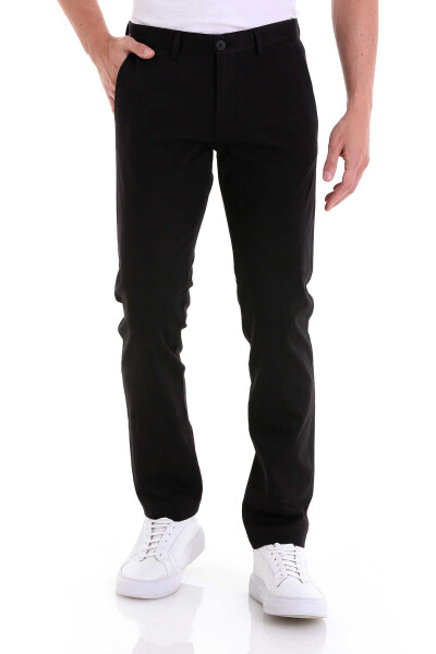 Siyah Regular Fit Yandan Cepli Basic Kanvas Pantolon 