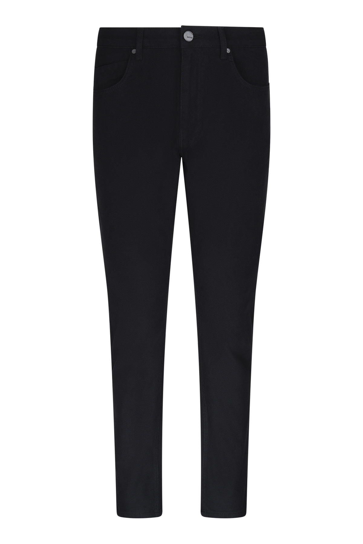 Siyah Rahat Kesim 5 Cep Pamuklu Kanvas Pantolon - 1