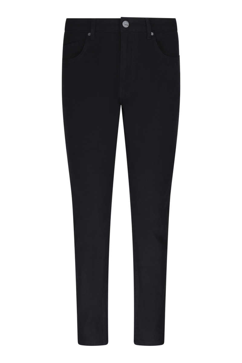 Siyah Rahat Kesim 5 Cep Pamuklu Kanvas Pantolon - Hatem Saykı