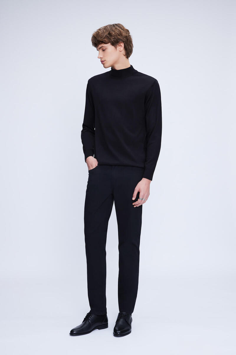 Siyah Dinamik Fit 5 Cep Pamuklu Kanvas Pantolon - Hatem Saykı (1)