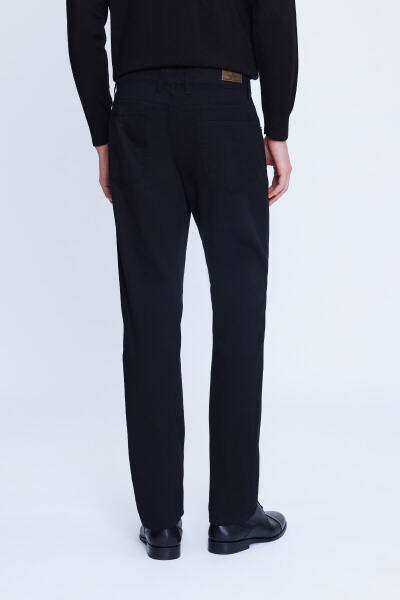 Siyah Dinamik Fit 5 Cep Pamuklu Kanvas Pantolon - 5