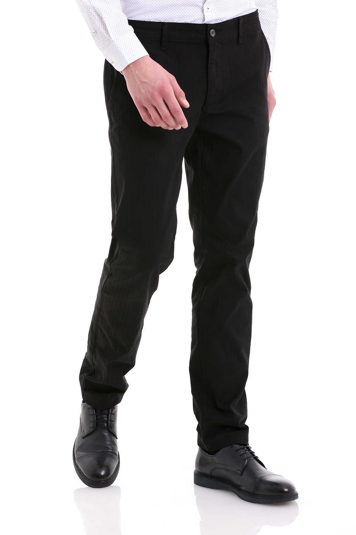 Siyah Dinamik Fit Pamuklu Yandan Cep Kanvas Pantolon - 4