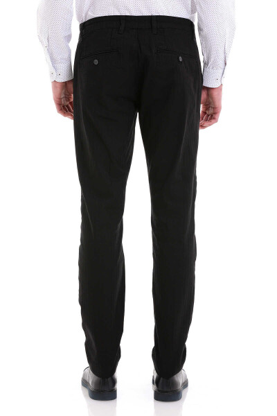 Siyah Dinamik Fit Pamuklu Yandan Cep Kanvas Pantolon - 5