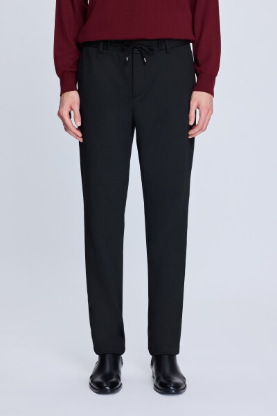 Siyah Dinamik Fit Desenli Yandan Cepli Casual Jogger Pantolon 