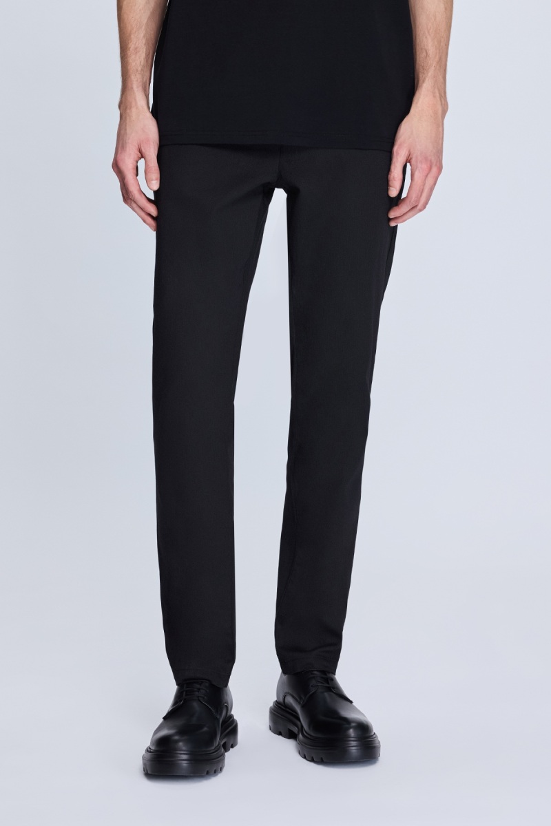 Siyah Dinamik Fit Desenli Yandan Cepli Casual Jogger Pantolon - Hatem Saykı