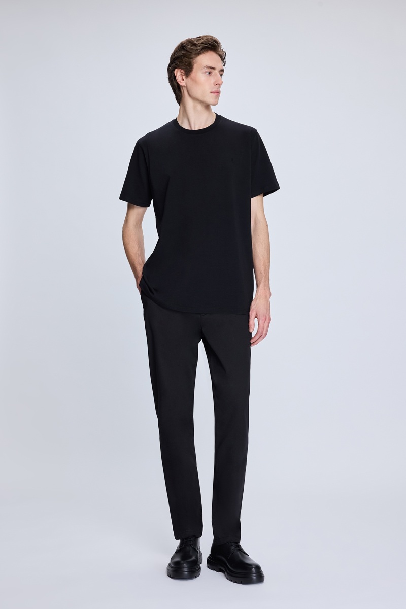 Siyah Dinamik Fit Desenli Yandan Cepli Casual Jogger Pantolon - Hatem Saykı (1)