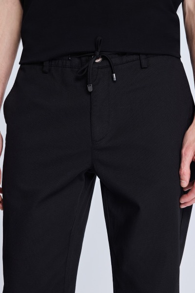 Siyah Dinamik Fit Desenli Yandan Cepli Casual Jogger Pantolon - 3