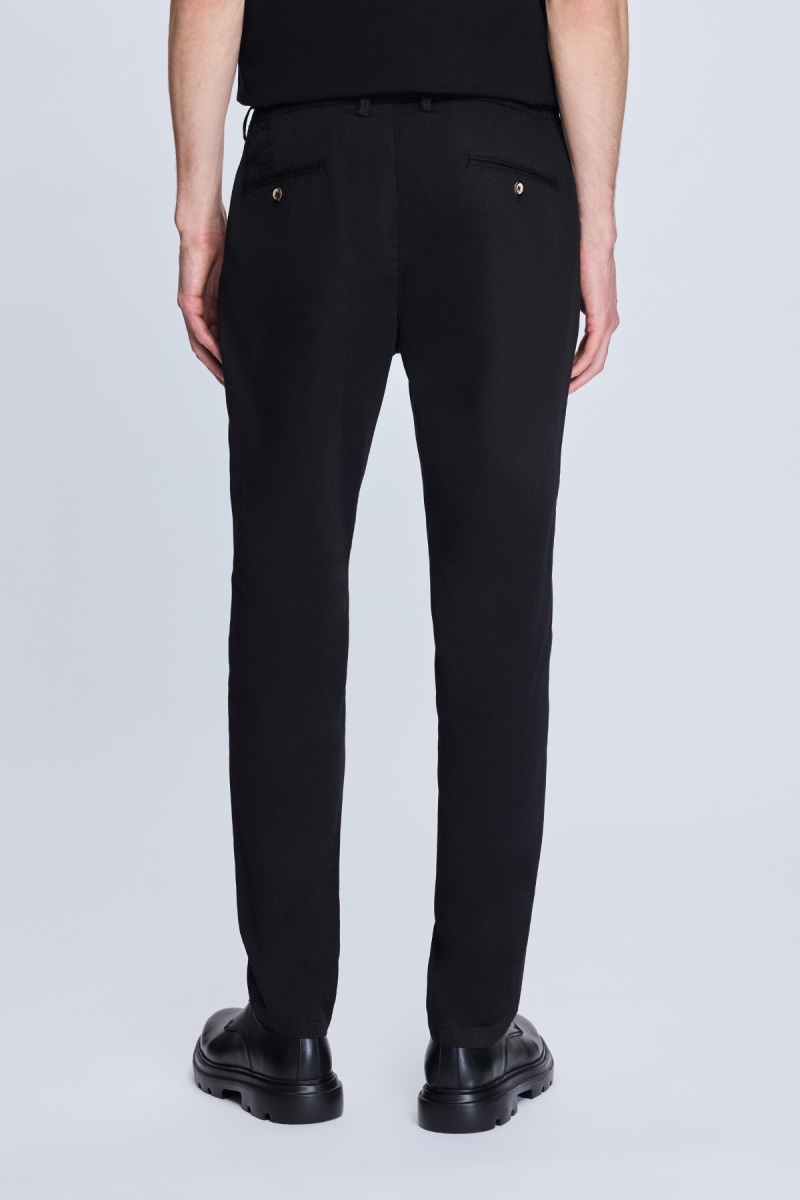 Siyah Dinamik Fit Desenli Yandan Cepli Casual Jogger Pantolon - Hatem Saykı (1)