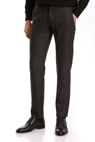 Siyah Dinamik Fit Desenli Yandan Cepli Jogger Pantolon - 3