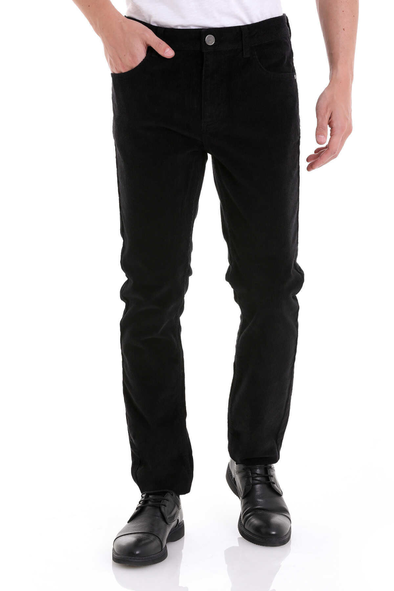 Siyah Dinamik Fit 5 Cep Casul Kadife Pantolon - Hatem Saykı