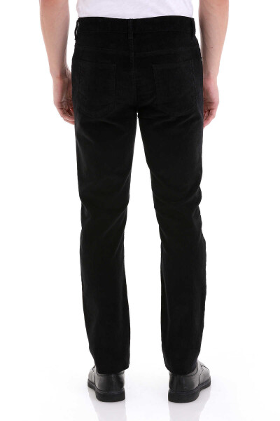 Siyah Dinamik Fit 5 Cep Casul Kadife Pantolon - 5