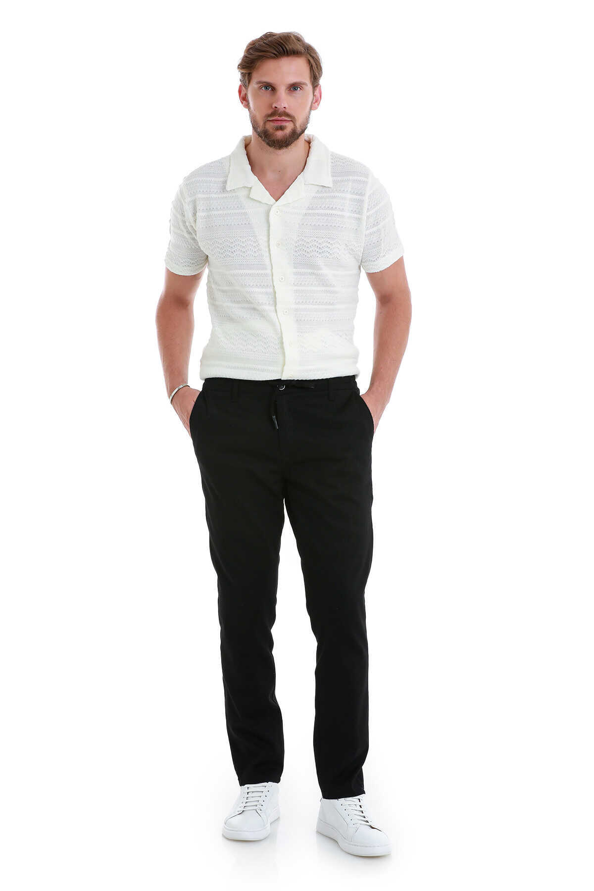 Siyah Dinamik Fit Düz Yandan Cepli Jogger Pantolon - 2