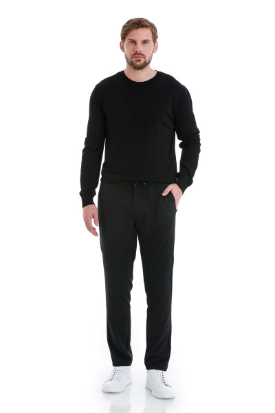 Siyah Dinamik Fit Düz Yandan Cepli Jogger Pantolon - 2